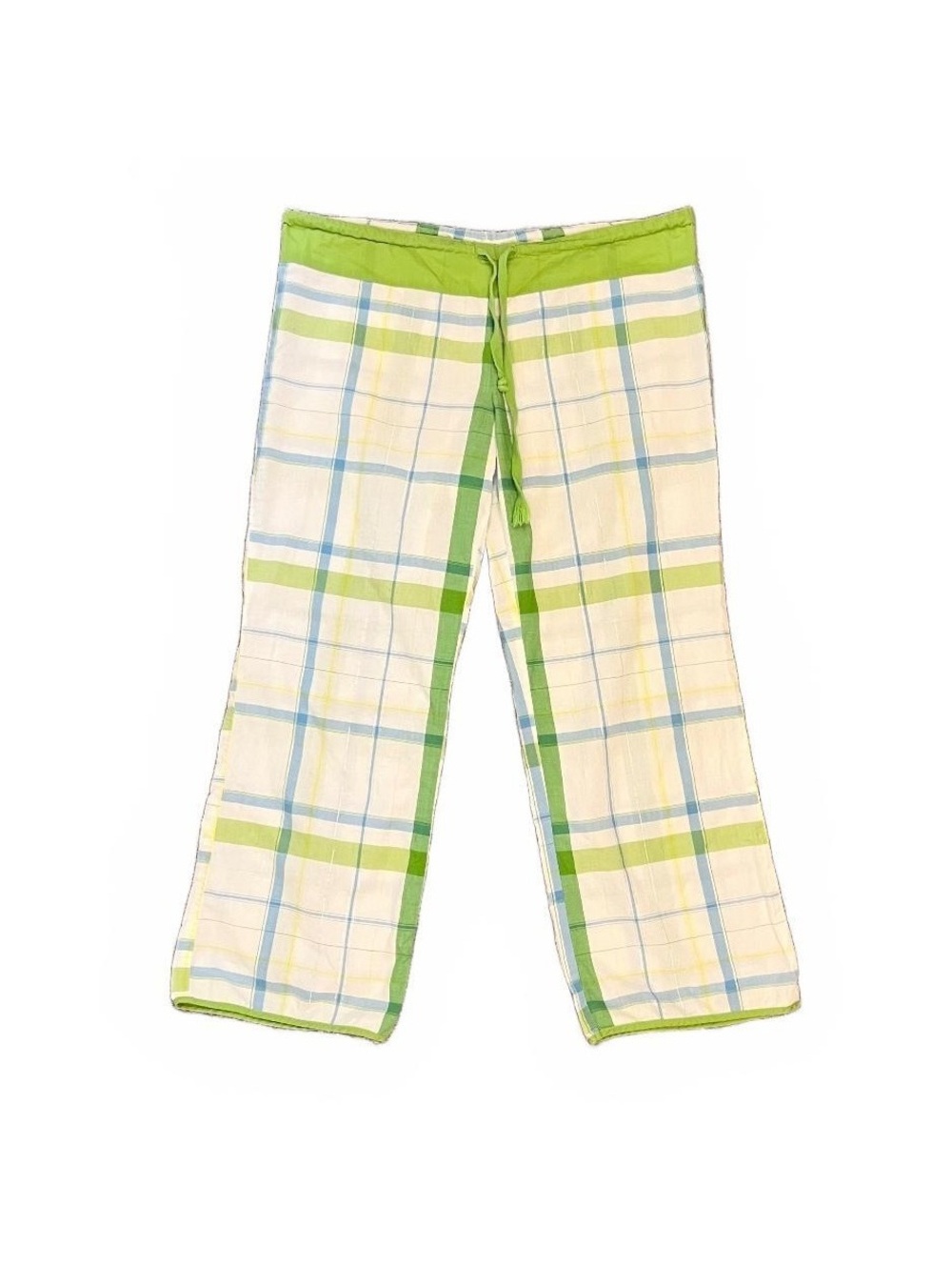 Y2K Victoria’s Secret Pink Green White Plaid Low Rise Cropped Pajama Pants
